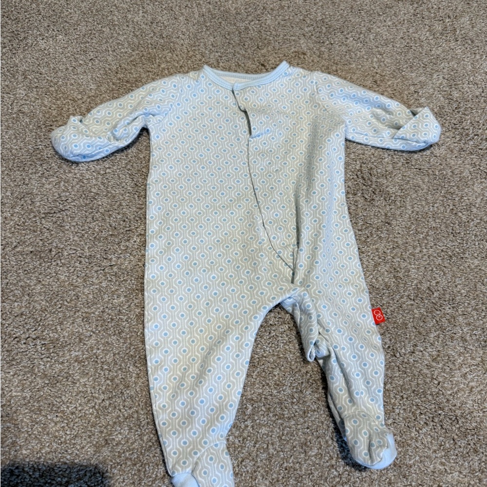 Magnetic Me Light Blue & White Geo Footed One-Piece